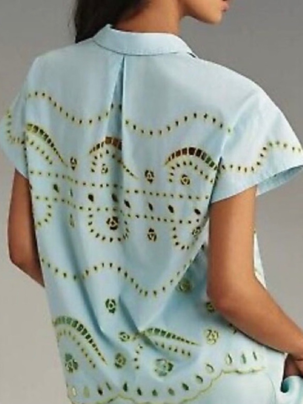 Anthropologie Maeve Embroidered Eyelet Floral Pullover Top - Picture 3 of 12